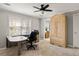 Office with carpet, ceiling fan, large windows and a closet for storage at 225 Cotton Field Ct, Alpharetta, GA 30022