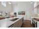 Stylish kitchen with a stainless steel sink, an eat-in island, and lots of natural light at 530 Bismark Ne Rd, Atlanta, GA 30324