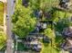 Aerial view showcases backyard privacy with mature trees, neighborhood street and surrounding homes at 1450 Oglethorpe Sw Ave, Atlanta, GA 30310