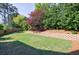 Backyard with a retaining wall and lush green grass at 2141 Abby Ne Ln, Atlanta, GA 30345
