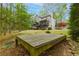 Lush backyard featuring a wooden platform, a stone creek, and mature trees, creating a serene and private outdoor oasis at 4270 Parnell Rd, Marietta, GA 30062