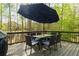 Beautiful outdoor dining area on deck featuring a table and chairs with an umbrella for shade, perfect for entertaining at 4270 Parnell Rd, Marietta, GA 30062