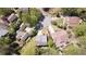 Aerial view of neighborhood featuring mature trees, well-maintained lawns, and quiet streets at 890 Muirfield Rdg, Marietta, GA 30068
