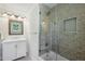 Modern bathroom featuring subway tile shower with glass door and a stylish vanity at 4152 Club Ne Dr, Atlanta, GA 30319