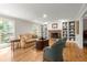 Cozy living room with a fireplace, built-in bookshelves, and comfortable seating at 5515 Cross Gate Ct, Sandy Springs, GA 30327