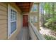 View of condo entrance with red door, porch, and natural green surroundings at 907 Country Park Se Dr, Smyrna, GA 30080