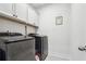 A well-equipped laundry room with modern appliances and storage cabinets offers convenience for laundry tasks at 245 Fairview Cir, Roswell, GA 30076