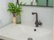 Close-up of bathroom with vanity, decorative plants, and sleek faucet at 2109 Defoors Ferry Nw Rd # D, Atlanta, GA 30318