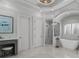 Luxurious bathroom with soaking tub, glass shower, and marble vanity at 2114 Castlewycke Ct, Marietta, GA 30068