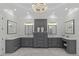 Elegant bathroom with double vanities, marble countertops and floors, and custom cabinetry at 2114 Castlewycke Ct, Marietta, GA 30068