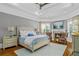 Spacious main bedroom featuring a fireplace, ceiling fan, and natural light at 2114 Castlewycke Ct, Marietta, GA 30068