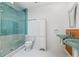Modern bathroom with tiled shower and double sinks at 244 13Th Ne St # 310, Atlanta, GA 30309