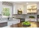 Modern kitchen with stainless steel appliances, white cabinets, and black and white backsplash at 3365 Ardley Sw Rd, Atlanta, GA 30311