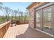 Wooden deck showcasing the serene wooded view through the door at 4466 Woodland Bank Blvd, Buford, GA 30518