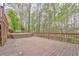 Spacious backyard deck with wooden railings and scenic views of the lush greenery at 4327 Saint Michaels Dr, Lilburn, GA 30047