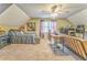 Bedroom with carpeted floors, sloped ceiling, and a ceiling fan at 4327 Saint Michaels Dr, Lilburn, GA 30047