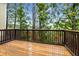 Exterior wooden deck features trees, woods, and a wood railing at 11302 Musette Cir, Alpharetta, GA 30009