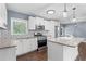 Modern kitchen with white cabinets, a tile backsplash, and stainless steel appliances at 1441 Cahaba Sw Dr, Atlanta, GA 30311