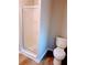 Modern bathroom with glass enclosed shower and toilet at 3735 Fir Dr, Buford, GA 30518