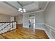 Spacious living room featuring hardwood floors, decorative trim, and a stylish ceiling at 1550 Royale Castle Dr, Lawrenceville, GA 30043