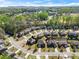 A scenic aerial view showcases a residential community with lush trees, manicured lawns, and winding streets at 4735 Belcrest Way, Cumming, GA 30040