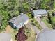 Aerial view of two houses, each with its own driveway, surrounded by many tall mature trees at 1842 Jarrett Dr, Lawrenceville, GA 30043