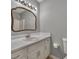 Bathroom featuring a white vanity with a framed mirror and modern lighting at 501 Woodland Trce, Woodstock, GA 30189