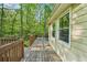Wooden deck with dining table and furniture, overlooking back of property at 230 Oakmere Dr, Alpharetta, GA 30009