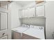 The laundry room offers side by side washer and dryer, plus overhead storage cabinets at 230 Oakmere Dr, Alpharetta, GA 30009