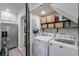 Functional laundry area with appliances and ample storage, conveniently located near kitchen at 1153 Haven Brook Ln, Brookhaven, GA 30319
