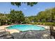 Refreshing community pool surrounded by lounge chairs, lush greenery, and mature trees at 375 Highland Ne Ave # 508, Atlanta, GA 30312