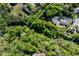 Aerial shot of the property surrounded by mature trees, showing the outlined property, house, and driveway at 2320 Copper Trail Ln, Buford, GA 30519