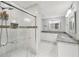 Bright bathroom featuring a glass shower, double vanity, and granite countertops at 2988 Chipmunk Se Trl, Marietta, GA 30067