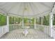 Relaxing gazebo featuring an overhead fan, accent lighting, and glass-topped table for outdoor enjoyment at 2988 Chipmunk Se Trl, Marietta, GA 30067