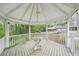 Relaxing gazebo featuring an overhead fan, accent lighting, and glass-topped table for outdoor enjoyment at 2988 Chipmunk Se Trl, Marietta, GA 30067