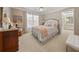 Comfortable bedroom with a decorative headboard and a scenic print at 1420 Lockridge Dr, Cumming, GA 30041