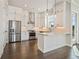 Modern kitchen with white cabinets, stainless steel appliances, and hardwood floors at 627 Skytop Dr, Cumming, GA 30040