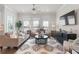 Cozy living room with two sofas, patterned rug, and large windows providing natural light at 627 Skytop Dr, Cumming, GA 30040