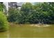Scenic view of a pond with a fountain, ducks, and lush greenery, creating a serene and inviting atmosphere at 245 N N Highland Ne Ave # 220, Atlanta, GA 30307
