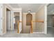 Upstairs hallway with gray carpet and white trim at 2810 Stillwater Park Dr, Marietta, GA 30066