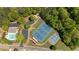 Aerial view of community amenities including a pool, tennis courts, and a basketball court at 826 Buffington Way, Canton, GA 30115