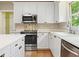 Modern kitchen featuring stainless steel oven, white countertops and cabinets at 1740 Manhasset Pl, Atlanta, GA 30338