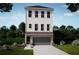 Charming three-story home with a brick and siding exterior, a manicured lawn, and beautiful landscaping at 200 Pinecone Pl, Alpharetta, GA 30022