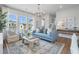 Bright living room with hardwood floors, large windows, and stylish furniture, with blue accents at 200 Pinecone Pl, Alpharetta, GA 30022