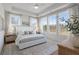 Spacious main bedroom with large windows, a tray ceiling, natural light, and serene views for comfortable living at 200 Pinecone Pl, Alpharetta, GA 30022