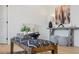Cozy living room with stylish furniture, artwork, lamp, and unique patterned bench at 2718 Byess Ct, Marietta, GA 30064