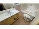 Bathroom featuring a single sink vanity, toilet, and tub/shower combination at 99 Fox Ridge Ct, Dallas, GA 30157