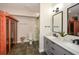 Modern bathroom featuring double vanity, glass shower, and sauna at 204 Maple Creek Chase, Woodstock, GA 30188