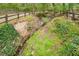 Picturesque creek with a wooden bridge, mature trees, and lush greenery offering a serene natural setting at 204 Maple Creek Chase, Woodstock, GA 30188