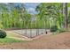 Community tennis court surrounded by trees, with fencing and benches at 3085 Colonial Way # L, Atlanta, GA 30341